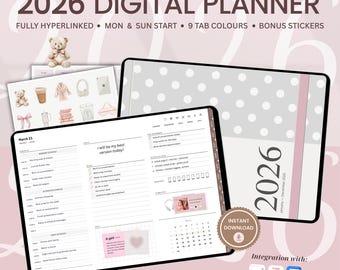 Landscape GoodNotes Planner 2026 | Hyperlinked Digital Planner for Productivity, Wellness & Life Planning