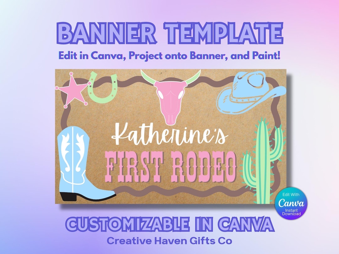 First Rodeo Banner First Rodeo Birthday Banner Template, Editable Canva Party Decor Sign ...