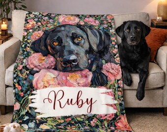 Custom Black Lab Name Blanket: Labrador Memorial Owner Gift