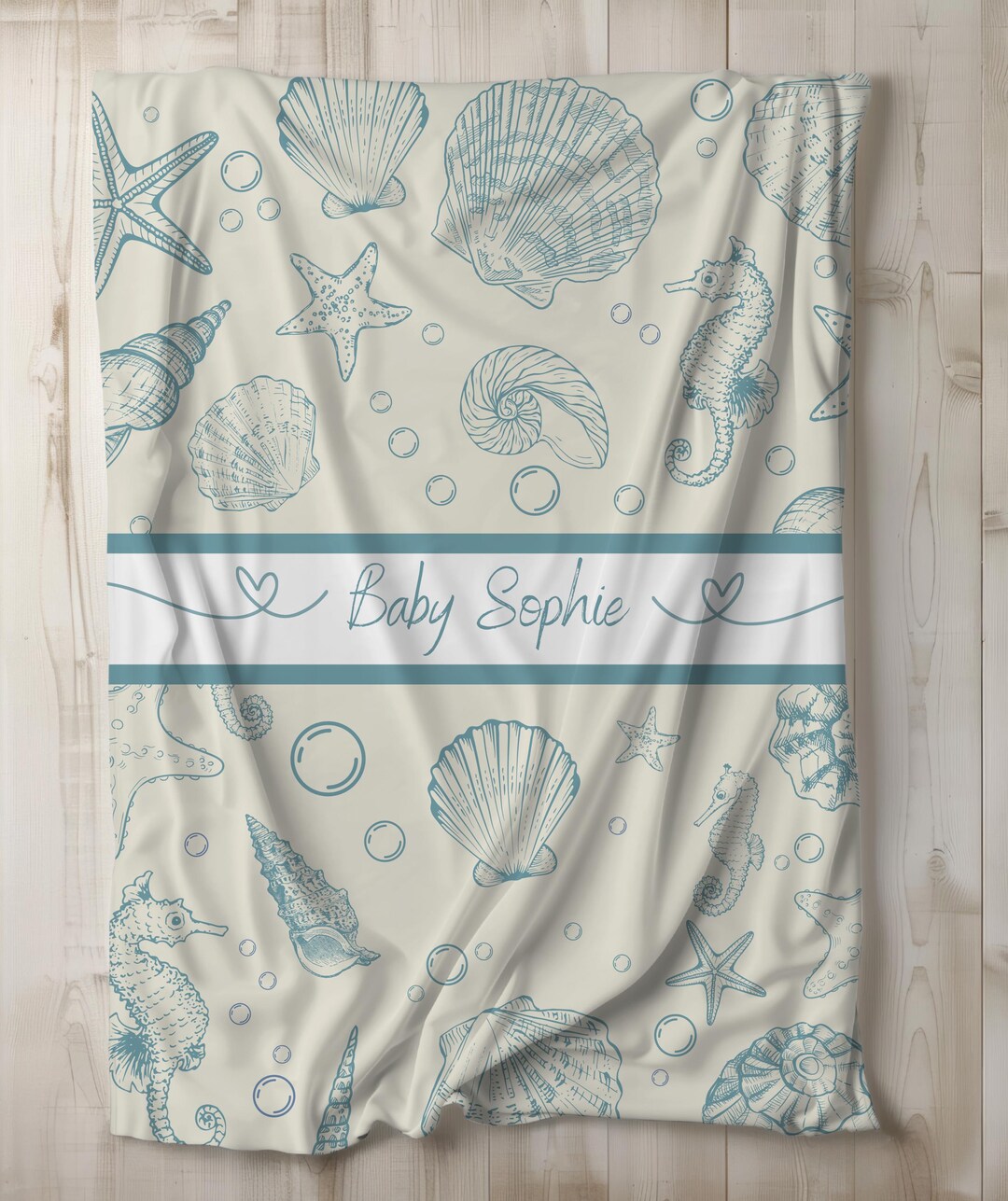 Personalized Ocean Baby Blanket: Custom Name Sea Life Throw Gift - Etsy