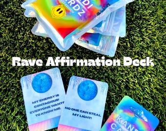 Kandi Cardz Första Utgåvan - PLURR Trinket Affirmation Deck för Ravers och Festivalälskare