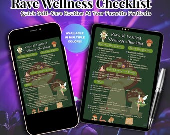 Rave Festival Wellness Checklist (Forest Fairy) - Self-Care Guide (Digital Download)
