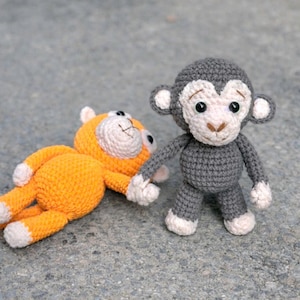 Viral Punch Monkey Crochet Pattern | Grey and Orange Monkey PDF (Digital Download)