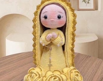 Gehaakte pop Onze-Lieve-Vrouw van Guadalupe, katholiek cadeau, amigurumidecor Maagd Maria