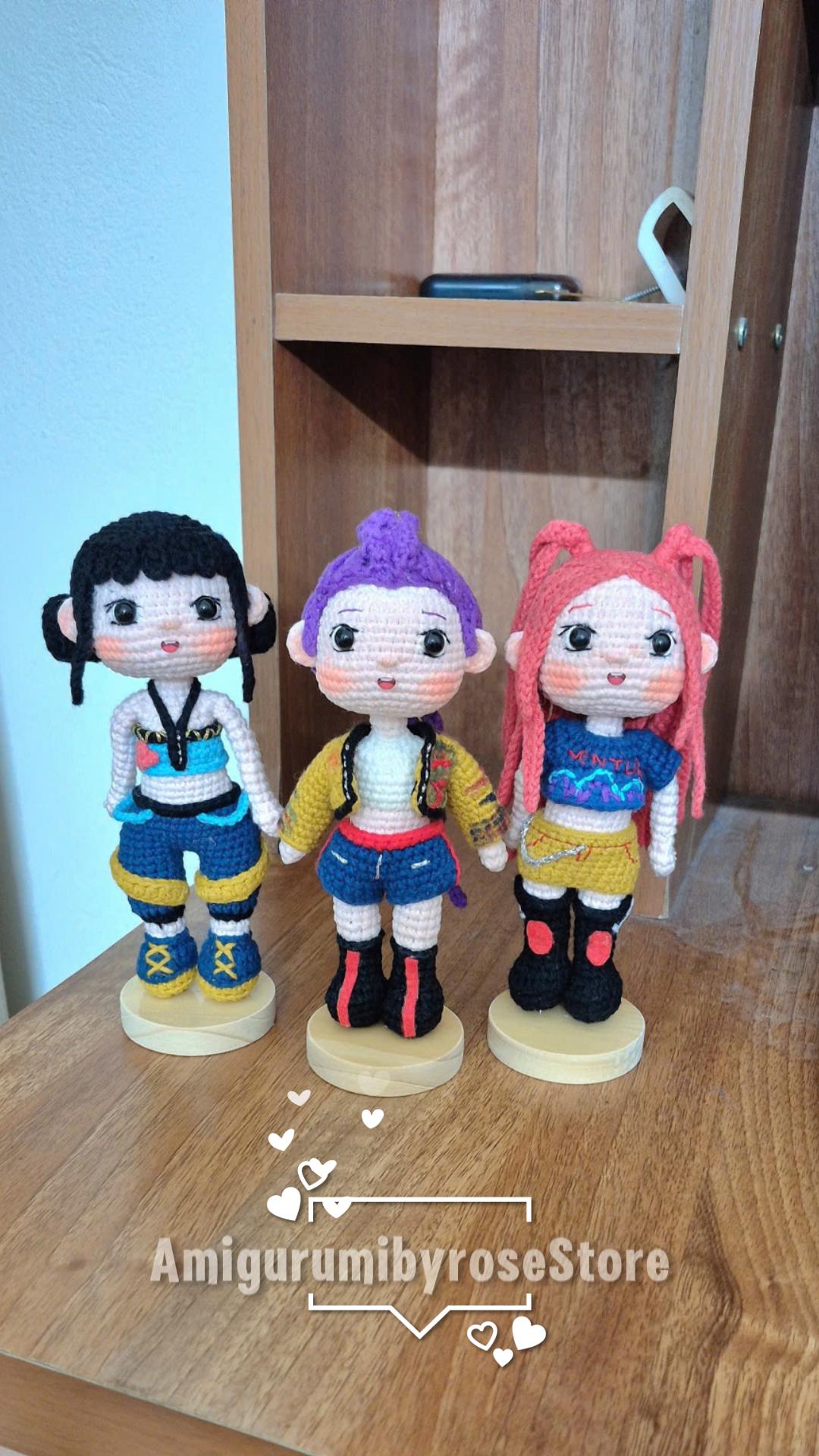 Rumi, Mira, Zoey Crochet Doll – K-pop Demon Hunter Amigurumi Plush