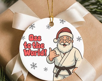 Santa BJJ Ornament – Jiu Jitsu Christmas Gift for Martial Artists, Funny BJJ Holiday Decor