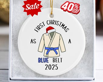 Personalized BJJ Gi Christmas Ornament – Brazilian Jiu Jitsu Belt Rank Gift