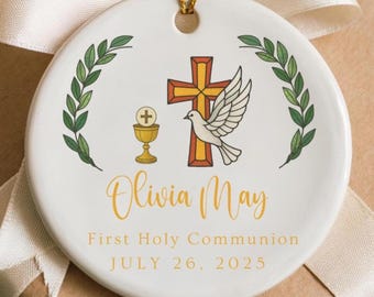 Personalized First Holy Communion Ornament – Stained Glass Style Keepsake