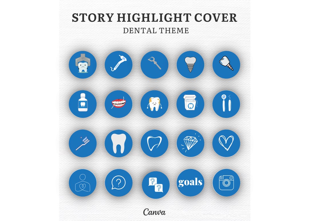Dental Instagram Highlight Covers | Dentist Story Icons | Dental Clinic IG Highlights | Canva Dental Branding Kit | Hygienist Aesthetic Icon