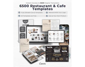 Restaurant Marketing Kit Canva & Photoshop | Menu Design Bundle | Food Social Media Templates | Flyer Brochure Trifold Menu |Restaurant Menu