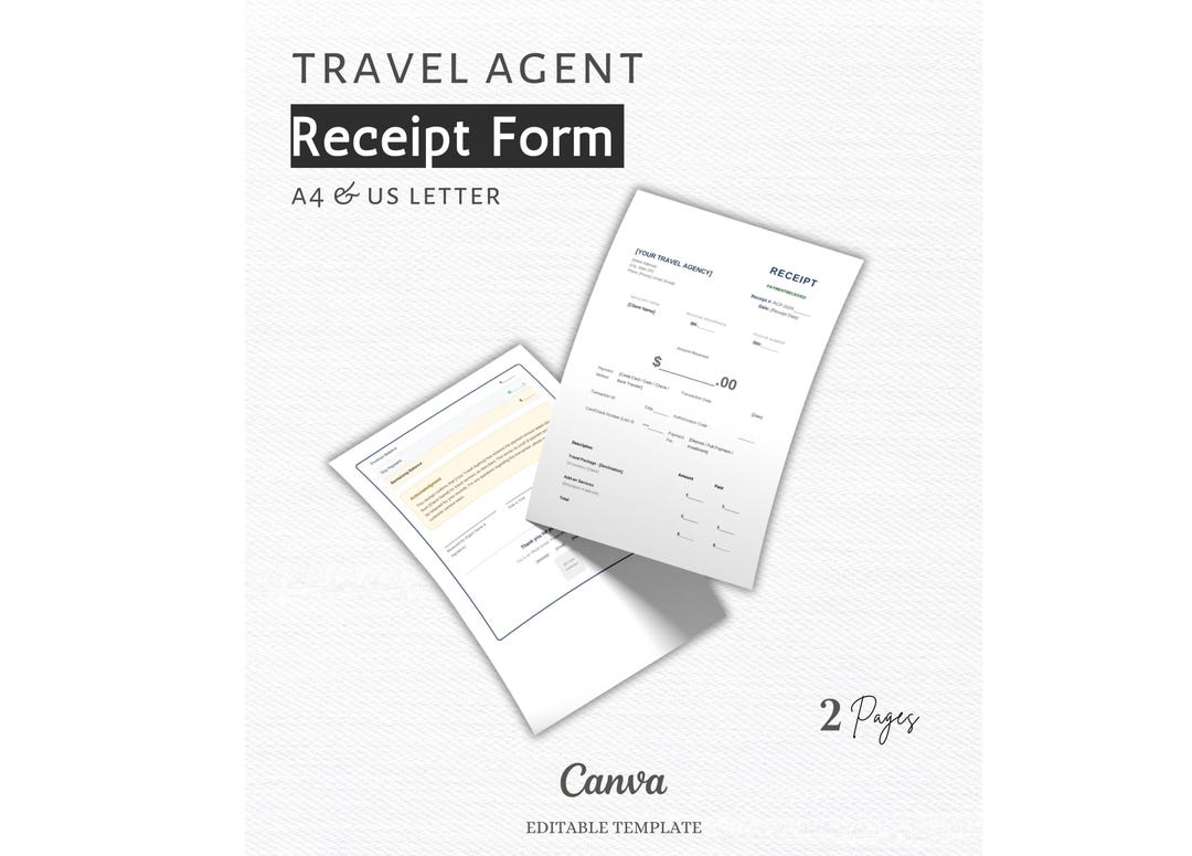 Tour Guide Recipts Travel Agent Receipt Template Canva, Travel Agency Payment Receipt 3 ...