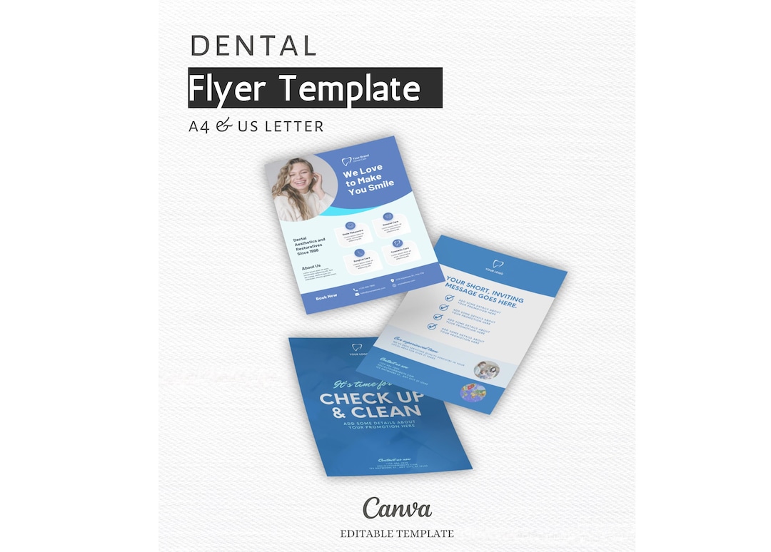 Dental Clinic Flyer Template | Dentist Marketing Canva Flyer | Editable Dental Flyer | Dental Office Brochure | Dental Hygienist Template