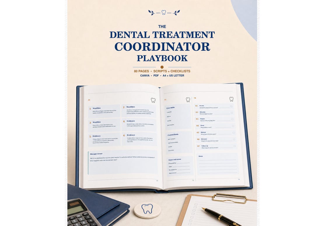 Dental Case Acceptance Playbook | Treatment Coordinator Scripts, Financial Conversations and Patient Financing Guide | Canva PDF