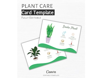 Plant Care Cards Printable | Houseplant Guide Canva Template | Indoor Plant Labels | Care Instructions Tags | Printable Garden PDF
