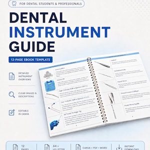 Dental Instruments Guide Canva Template | Dental Assistant Study Resource | Editable Dental Handbook | Dentist Tools Reference PDF, Word