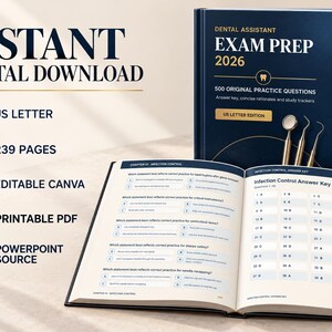 Preparación para el examen de asistente dental 2026: 500 preguntas de práctica con clave de respuestas, explicaciones y guía de estudio imprimible. imagen 6