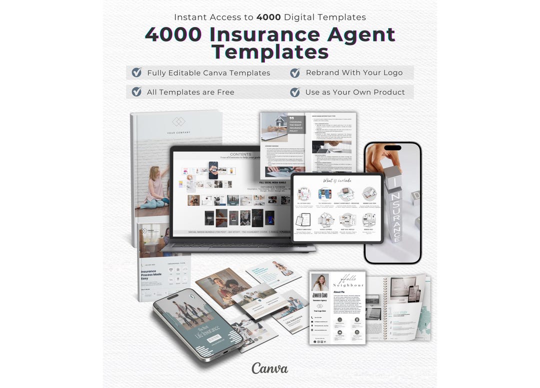 Insurance Agent Marketing Kit | Canva Insurance Templates | Social ...