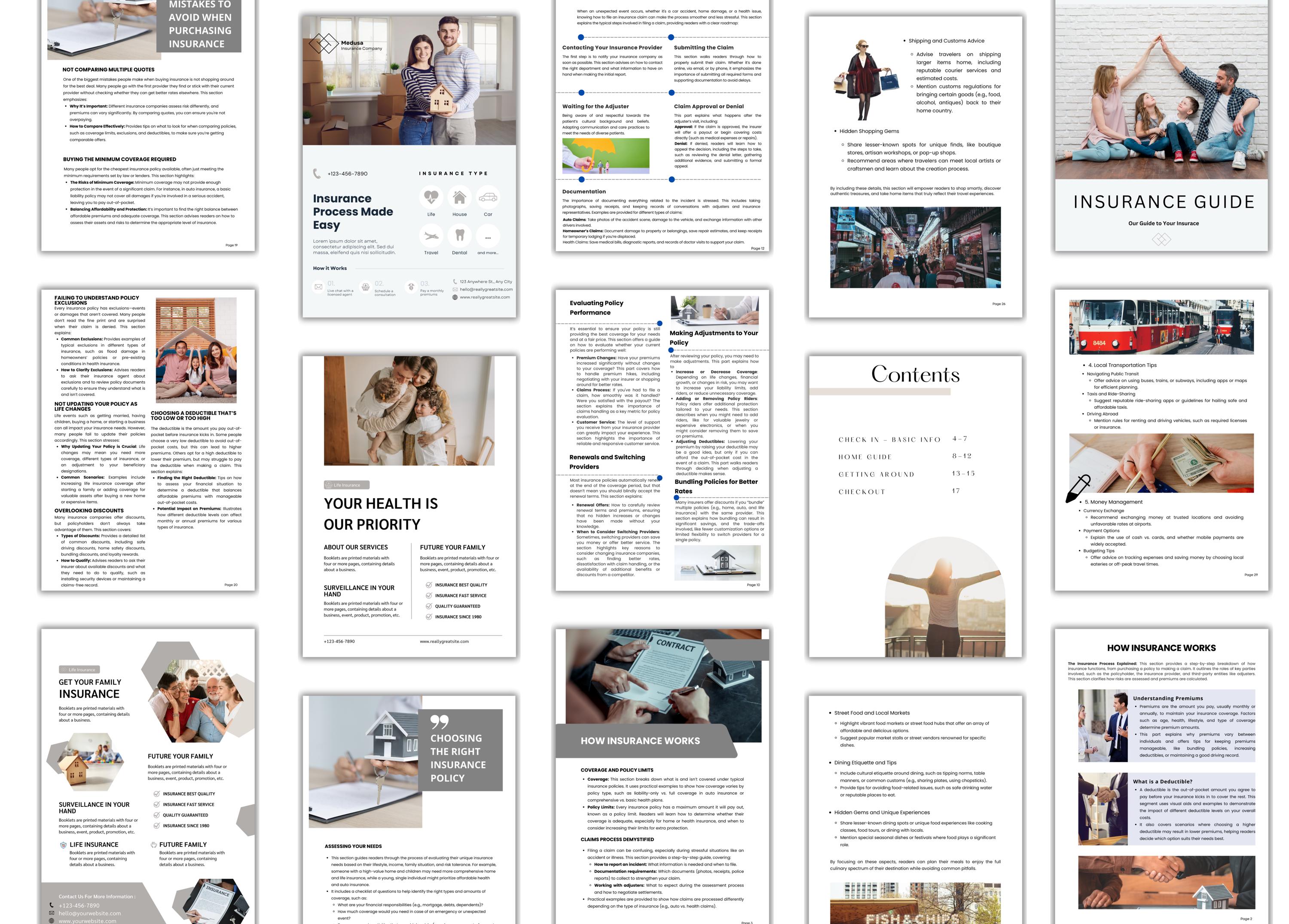 Insurance Program Design Template Insurance Guide Canva Template | Editable Insurance Ebook | Health ...