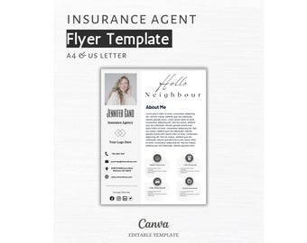 Mall för flygblad för försäkringsagent | Redigerbar Canva-flyer | Marknadsföringsmall för livförsäkring | Gör-det-själv-företagsflyer | Utskrivbar försäkringsflyer
