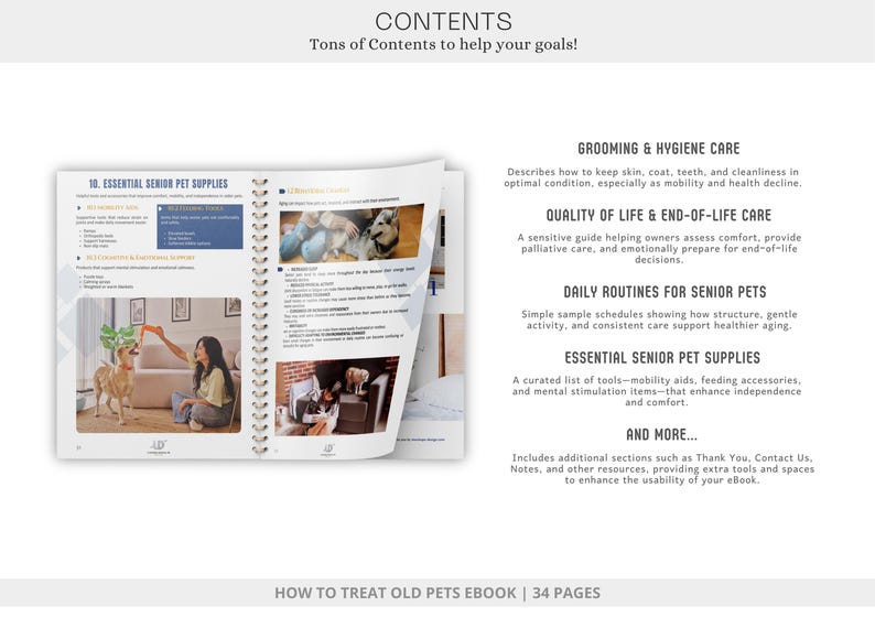 Senior Pet Care Guide Canva Template | Editable Pet Care Ebook | How to