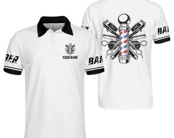 Camisa Polo Personalizada para Barbeiro, Camisa de Golfe 3D Personalizada para Barbearia - Presente