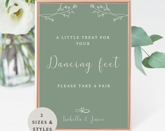 Plantilla de lienzo para letrero de boda con chanclas de pies danzantes verde salvia (descarga digital) / SG115