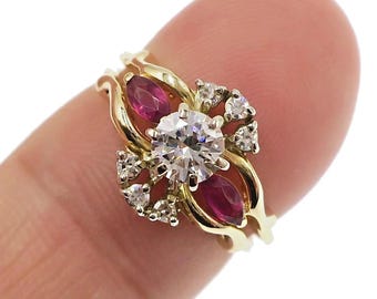 1920s Art Deco Ruby Engagement Ring 14K Gold Statement Ring Proposal Ring Gifts For Her