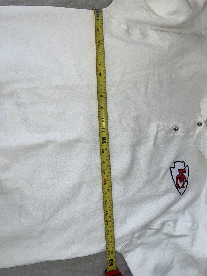 Kansas City Chiefs Vintage Polo Pullover Long Sleeve Sweatshirt White Patch Sz L image 6