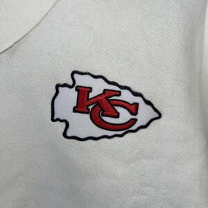 Kansas City Chiefs Vintage Polo Pullover Long Sleeve Sweatshirt White Patch Sz L image 2