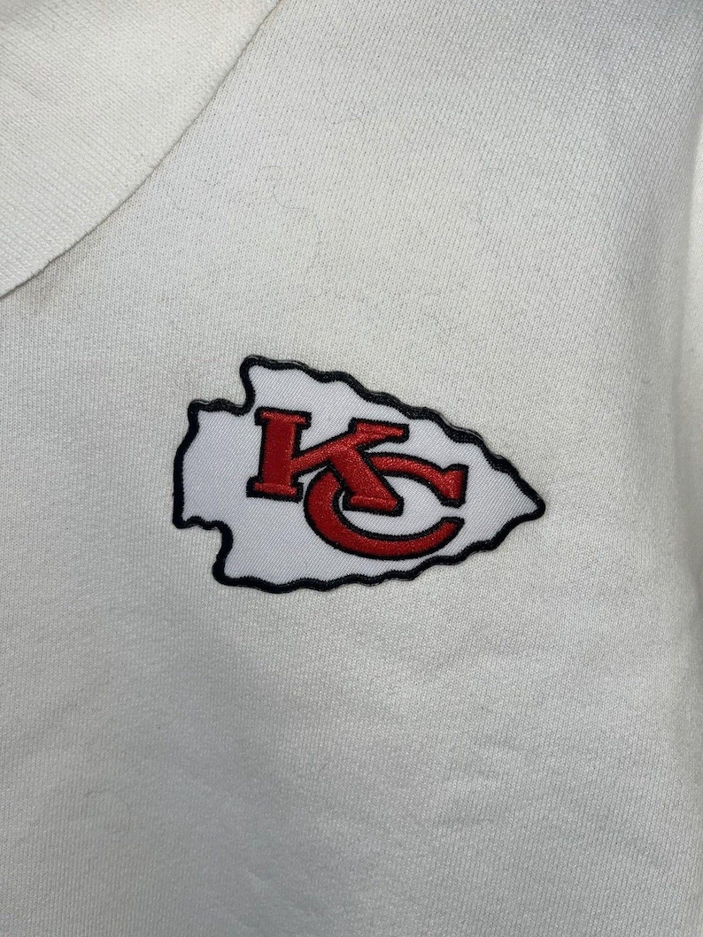 Kansas City Chiefs Vintage Polo Pullover Long Sleeve Sweatshirt White Patch Sz L image 2