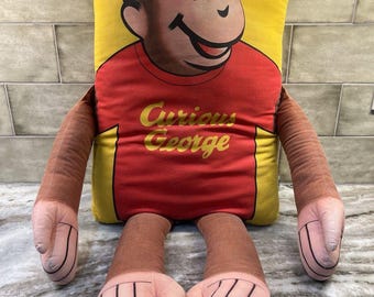 Vintage RARE Curious George Pillow Plush Home Works W/arms And Legs 18”x12”