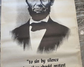 Abraham Lincoln-poster 1971 Zonde door stilte maakt mannen tot lafaards Frank Kay