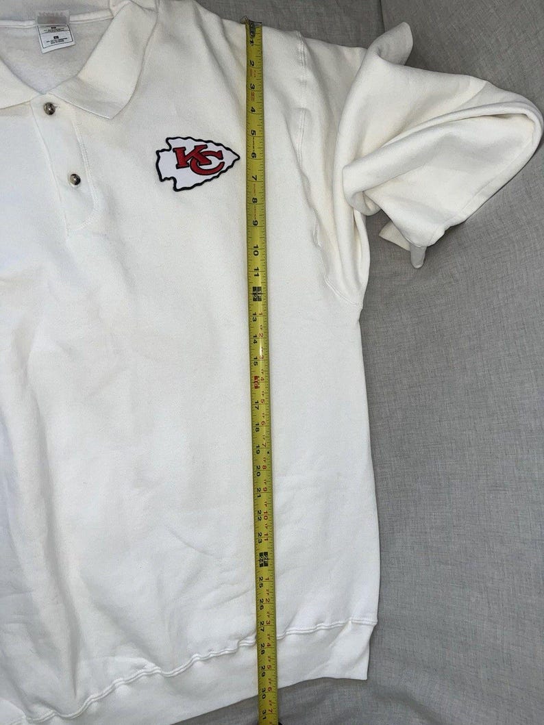 Kansas City Chiefs Vintage Polo Pullover Long Sleeve Sweatshirt White Patch Sz L image 7