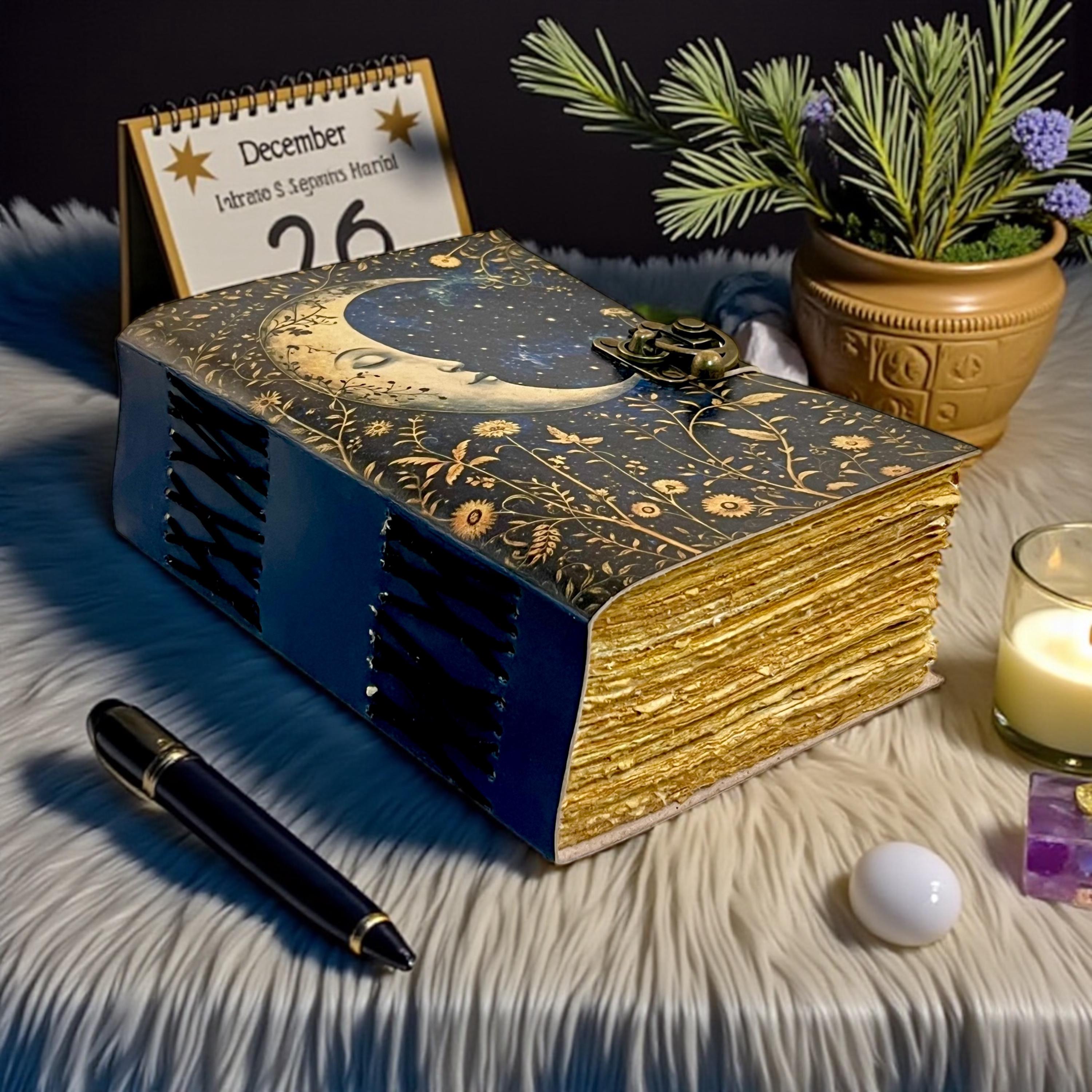 Personalized Celestial Moon Journal With Lock | Vintage Night Sky Diary ...