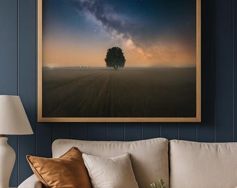 Milky Way Night Sky Photography Print: Cosmic Tree Art (Digital Download)