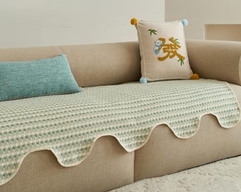 Funda antideslizante verde para sofá, manta para sofá apta para mascotas, asiento y respaldo se venden por separado, tamaño personalizado.