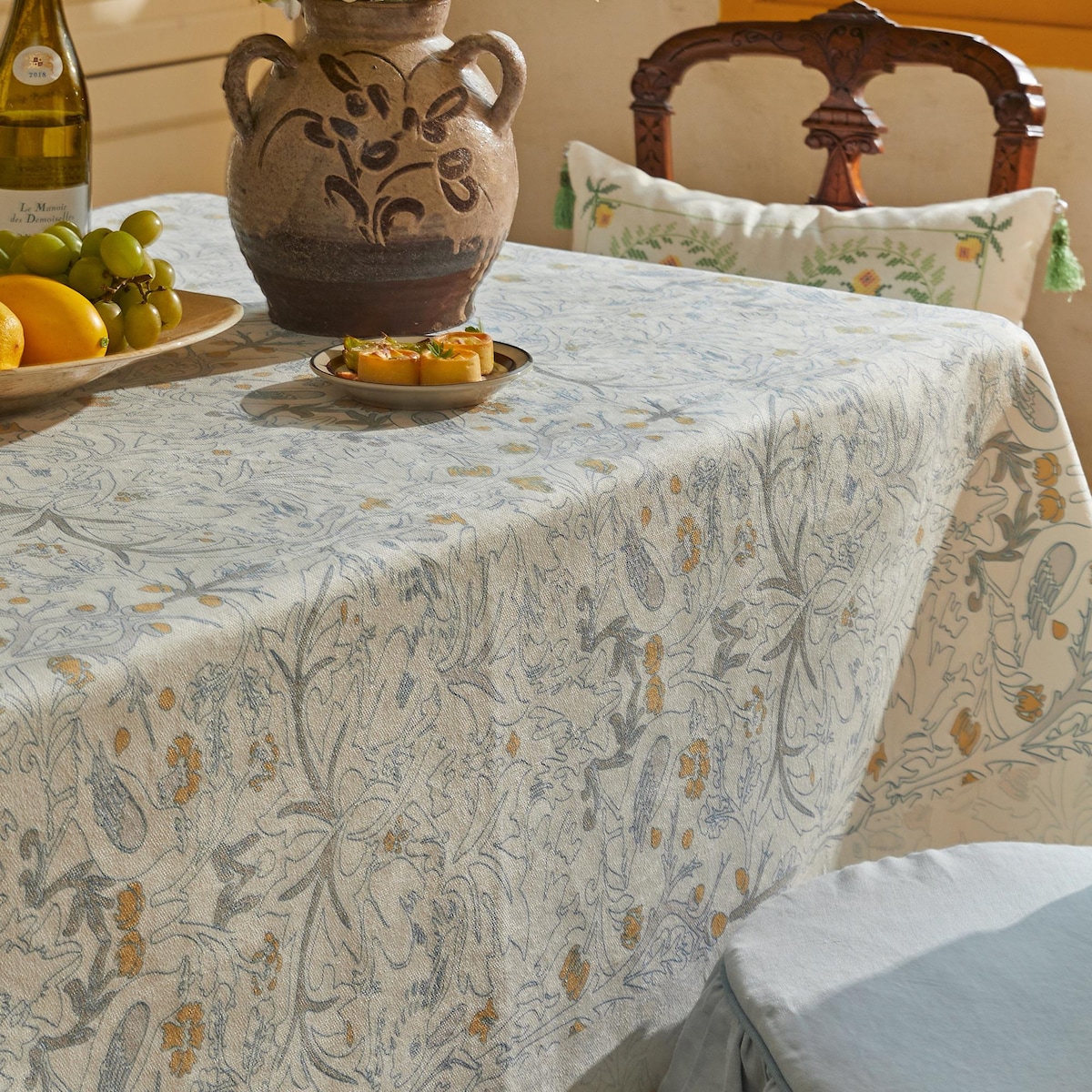 Blue Forest Rabbit Tablecloth, Waterproof Floral Table Cover