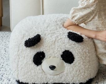 Funda para otomana Panda, funda de felpa para reposapiés, funda acogedora para puf, regalo para niños