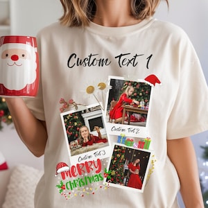 Custom Polaroid Christmas Shirt with 3 Photos, Personalized Couple Matching Xmas Photo Shirt, Custom Family Xmas Trip Tee, Your Photo Shirts