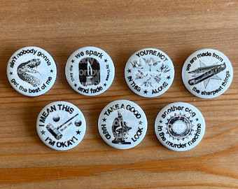 MCR Original Designs Song Lyric Inspired 1.25" Pinback Buttons - (5)