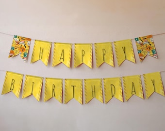 Banner de feliz cumpleaños de construcción / Decoraciones de cumpleaños de construcción / Banner de fiesta de construcción / Decoración de cumpleaños de camión volquete