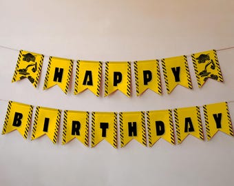 Banner de feliz cumpleaños de construcción / Decoraciones de cumpleaños de construcción / Banner de fiesta de construcción / Decoración de cumpleaños de camión volquete