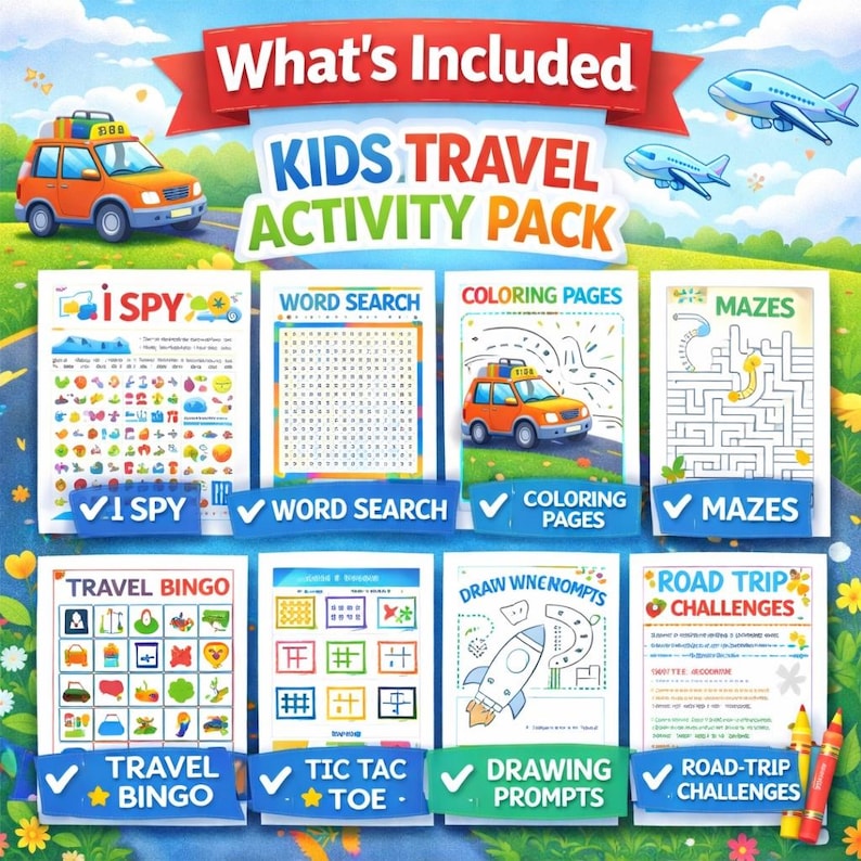 Kids Travel Activity Pack Printable Road Trip Games - Etsy