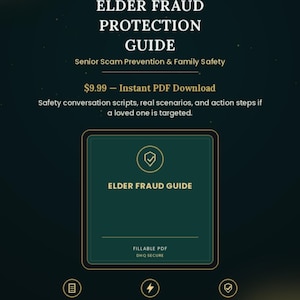 Elder Fraud Protection Guide, Senior Scam Prevention PDF, Family Safety Printable