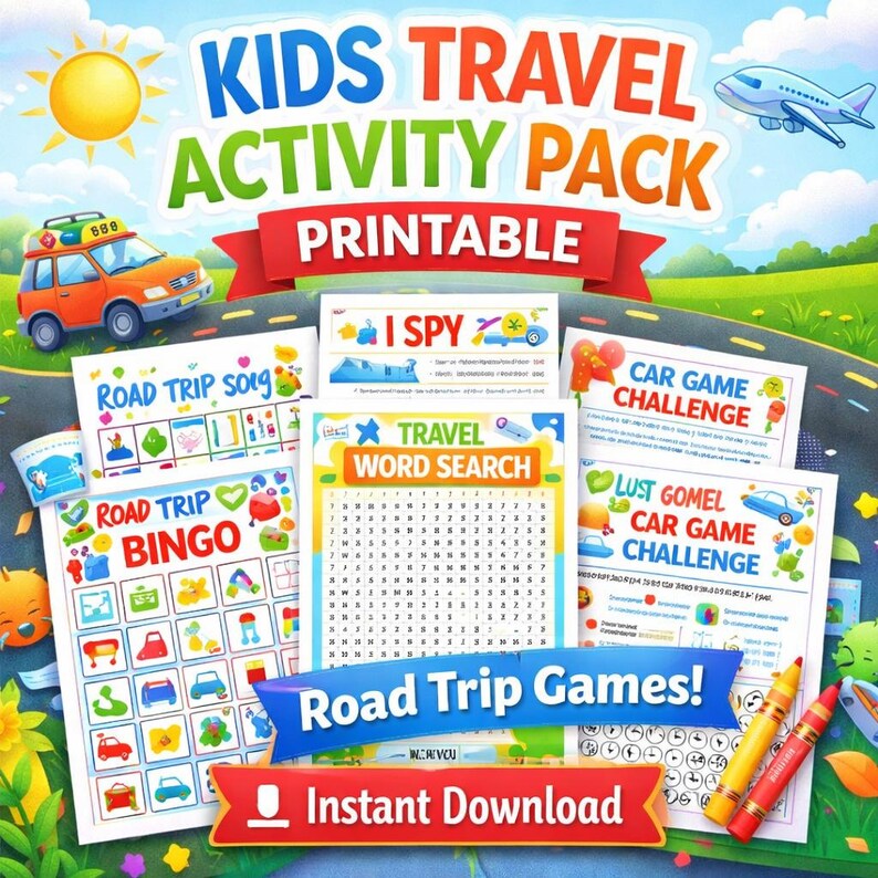 Kids Travel Activity Pack Printable Road Trip Games - Etsy