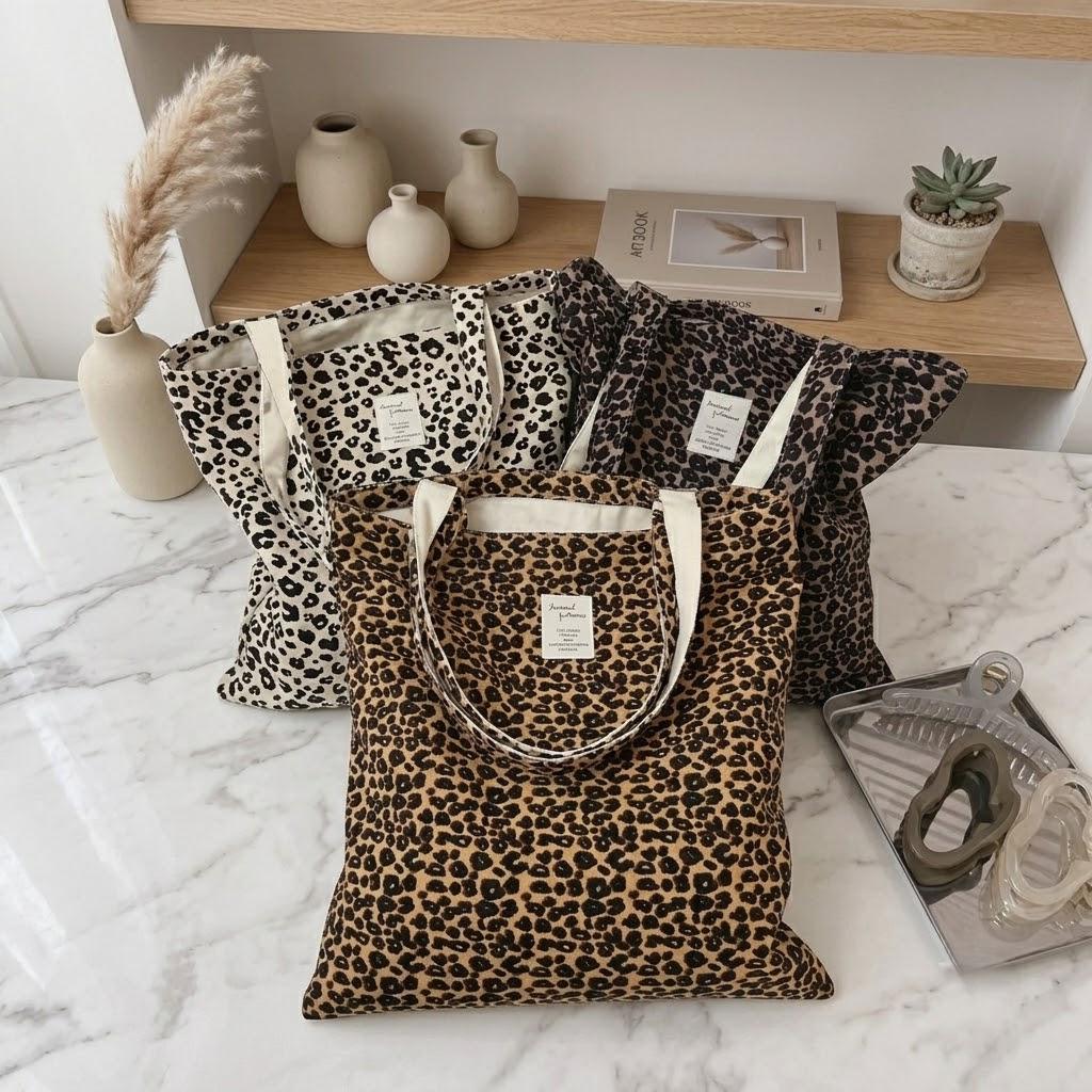 Leopard Corduroy Tote Bag - Etsy