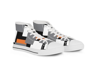 Geometric Orange Black Gray Patchwork High Top Sneakers