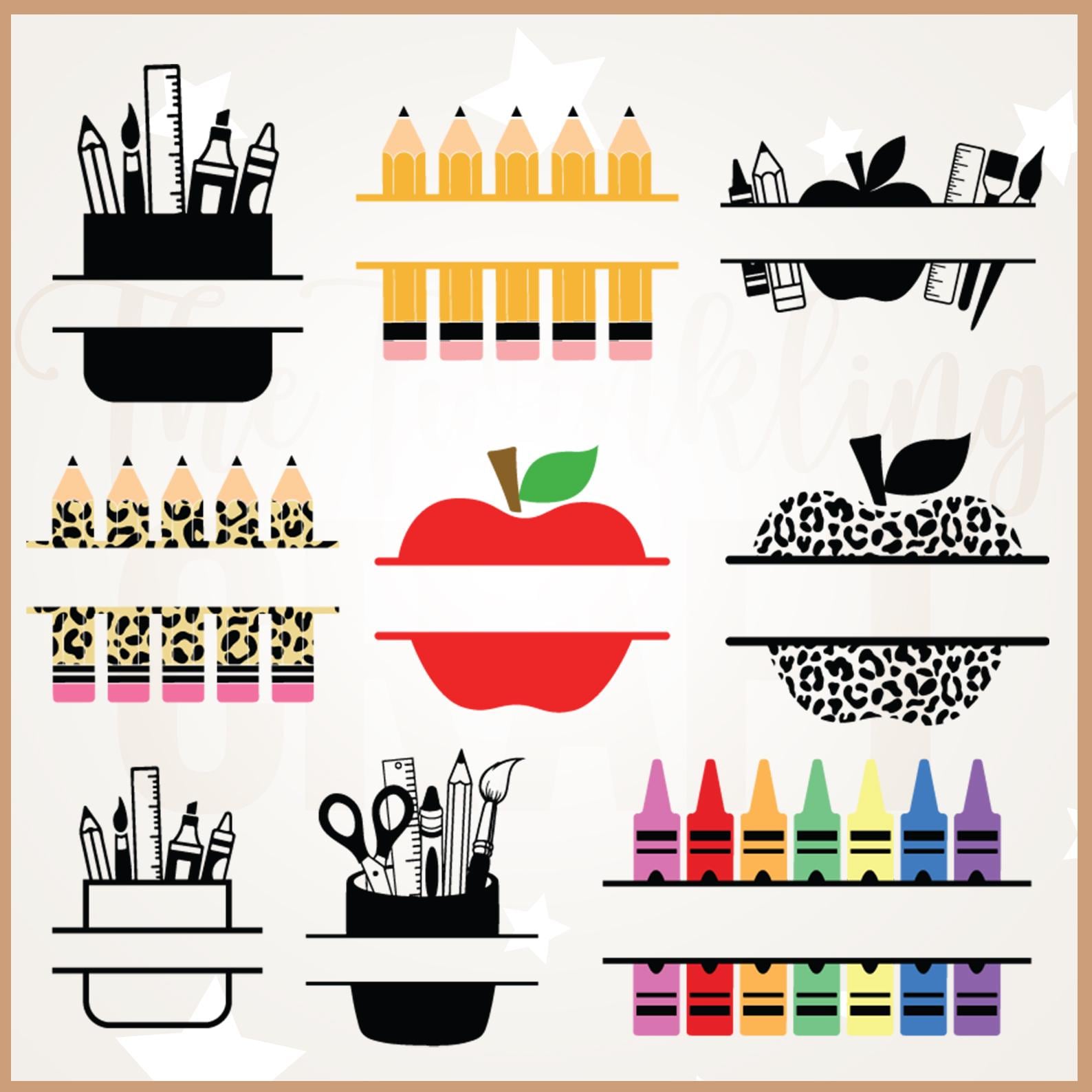 Teacher Monogram SVG Bundle, Back to School Designs (digital Download ...