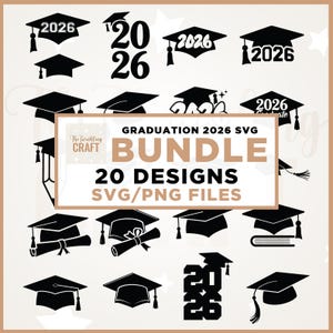 Examen Svg Bundle, Examen Cap Svg, Cricut, Sublimering, Årgång 2026 Svg, Examen Topper Svg, Avgång 2026 Svg, Examen