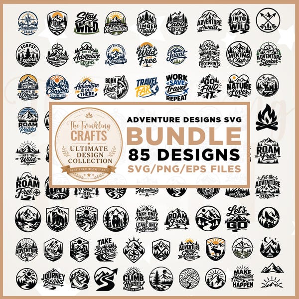 Adventure SVG Bundle, Cricut, Png, Hiking & Camping Quotes SVG PNG, Mountain Explorer Designs, Outdoor Nature Clipart, Travel Adventure